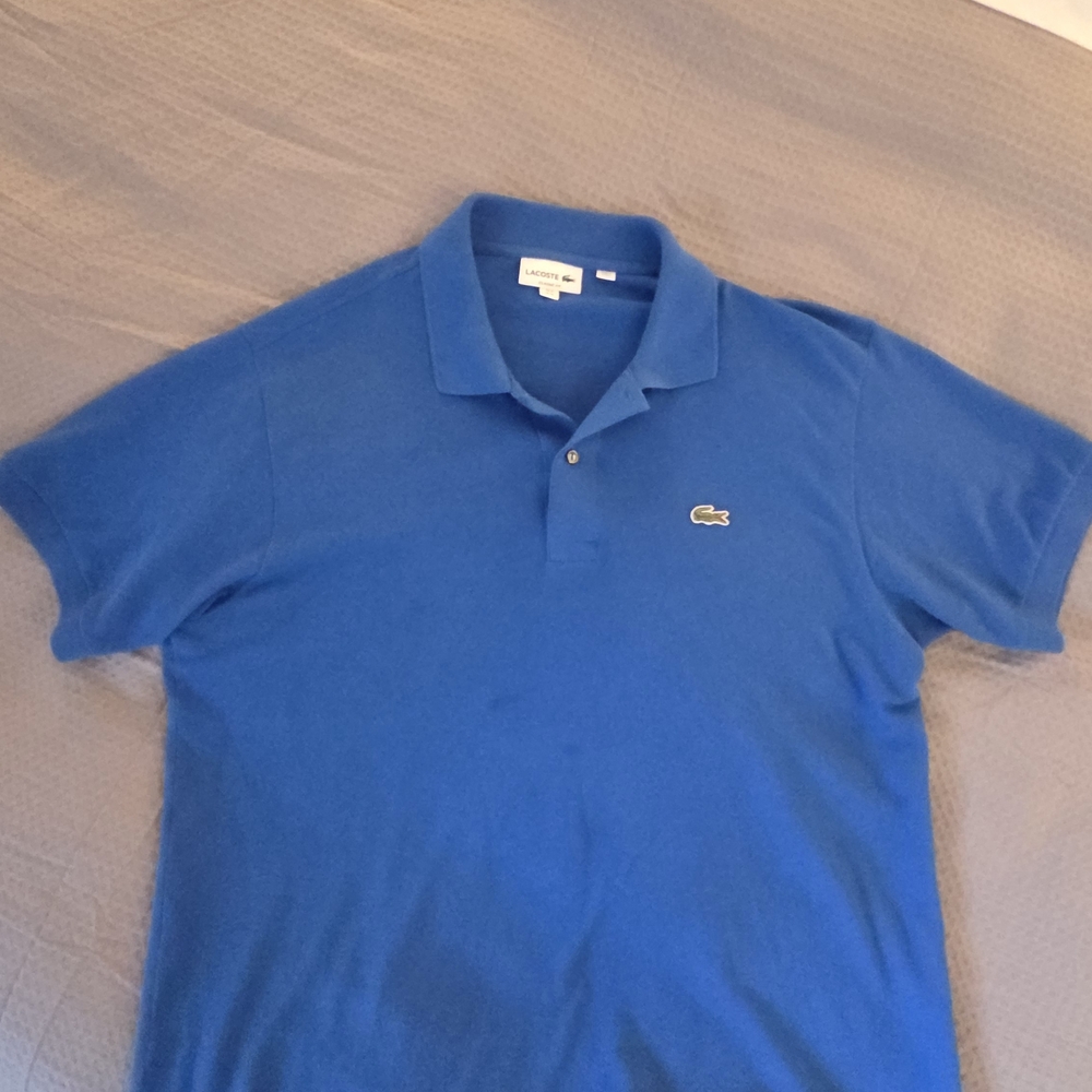Lacoste Blue Short-Sleeve Polo with Crocodile Patch